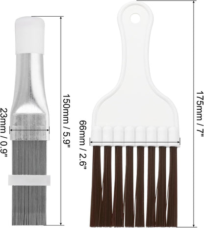PATIKIL 2 Set Air Conditioner Fin Comb, Stainless Steel Condenser Fin Straightener & Cleaning Brush Tool