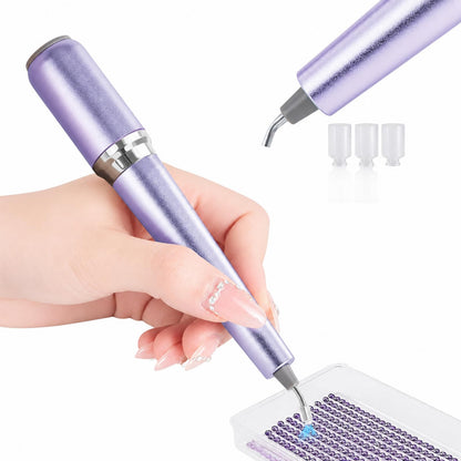 Electric Diamond Art Pen, Wireless Vacuum Diamond Painting Pen with 150° Ergonomic Angled Tip, 2-Level Suction No Wax, Diamond Art Kits for Adults, Quiet & Lightweight Diamond Art Tools (Purple)