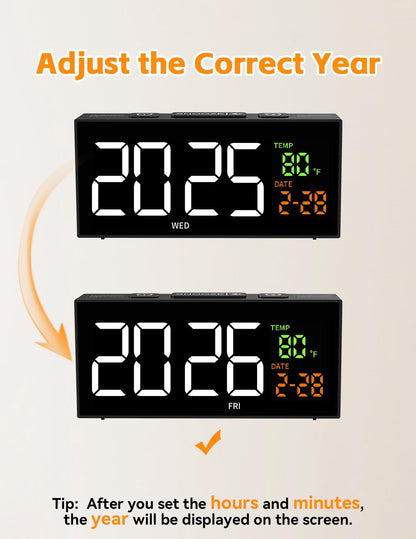 Netzu Alarm Clocks for Bedrooms, Digital Clock with Date Temperature and Weekday, Manual DST, Snooze, 2 Alarms, 4 Volumes for Living Room Home Bedside Desk (Black)