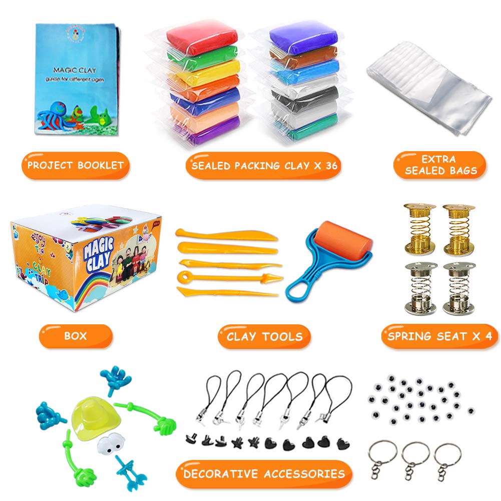 ESSENSON Modeling Clay Kit - 36 Colors Air Dry Magic Clay, DIY Molding with Sculpting Tools, Party Favors Kids Art Crafts Best Gift for Boys & Girls Age 3-12 Year Old