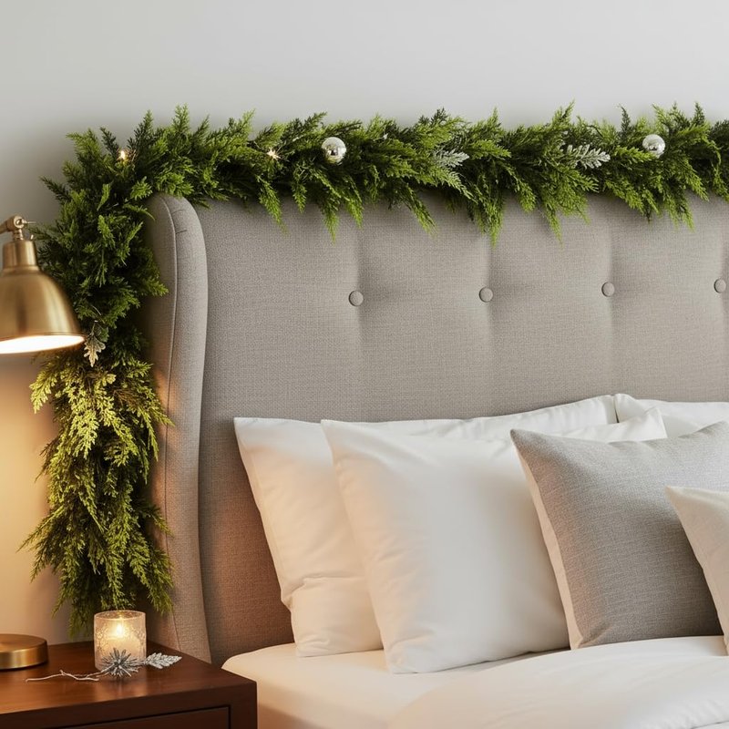 9 FT Christmas Cedar Garland, Real Touch Soft & Thickness Greenery Pine Garland for Mantle Table Fireplace Outdoor Indoor Christmas Decorcorations