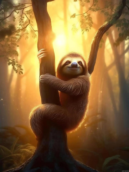EATUKYIC Sloth Animal Diamond Painting Kits for Adults 5D DIY Sloth in Forest at Sunset Diamond Art Kits, Full Diamond Rhinestone Gems Crystal, for Wall Decor Farm Decor Christmas Gifts 12x16 inch