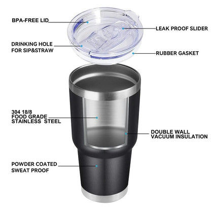 DOMICARE 30oz Tumbler Bulk with Lid and Straw, Double Wall Travel Coffee Mug, Insulated Vacuum Stainless Steel Tumblers, Powder Coated Tumbler Cup (Black, 8)