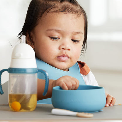 NumNum Suction Bowls for Babies & Toddlers, Extra Strong Non-Slip Suction, 100% Food-Grade Silicone, BPA-Free, Microwave & Dishwasher Safe, Baby-Led Weaning Bowls for 4+ Months & GOOtenils Blue/Green