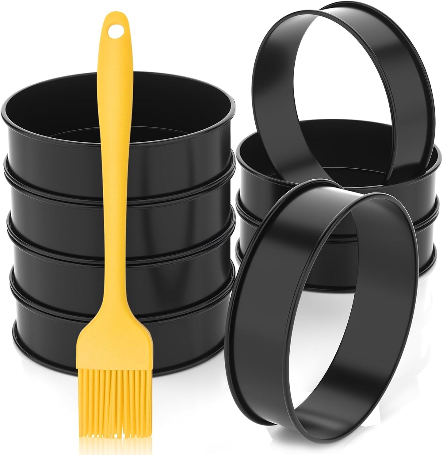8PCS Nonstick English Muffin Rings, 4 Inch Stainless Steel Baking Rings with Silicone Brush
