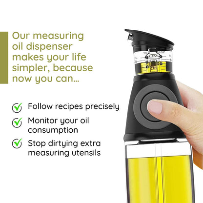 Olive Oil Dispenser Bottle with Pump - Oil Dispenser for Kitchen, Glass Oil and Vinegar Dispenser Set, Measured Cruet for Cooking - Ideal Oil Bottles for Kitchen Gadgets & Gifts, 2 Pack