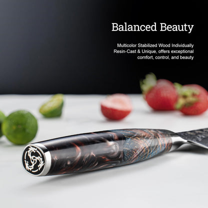 5.5'' Japanese Utility Knife with VG10 Core, Handcrafted 67-Layer Damascus Chef Knife with Ergonomic Handle, Full Tang Multi-Purpose Petty Knives with Luxury Gift Box, Cooking Gifts for Men