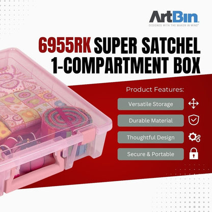 ArtBin 6955RK Super Satchel 1-Compartment Box, Art & Craft Organizer, 1-Pack, Translucent Blush