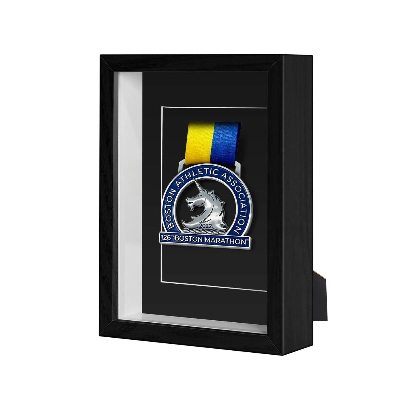 Medal Display Box, 5x7 Inch Shadow Box Frame with HD Glass Panels, Medal Organizer for Hanging or Desktop in Marathons, Swimming, Learning and Military Affairs (Black, 1 Pack)