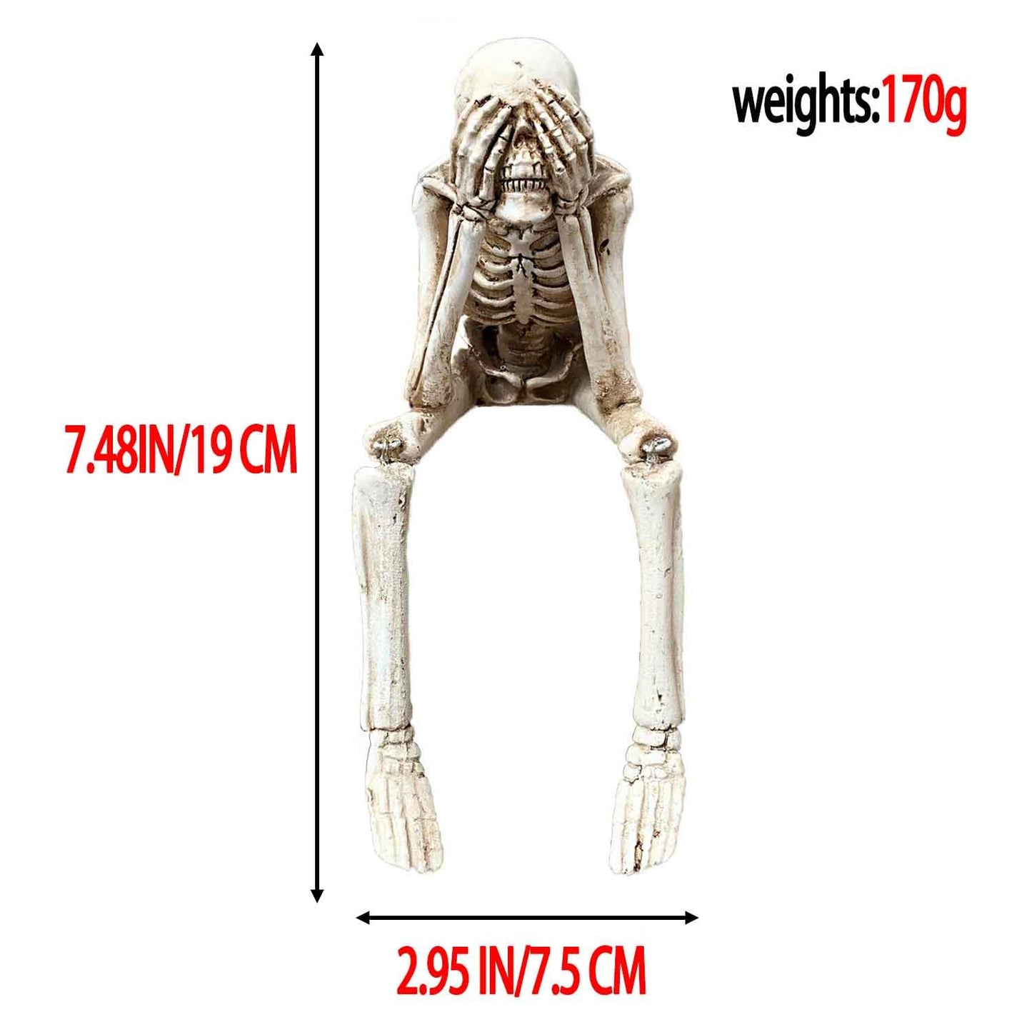 LFWATAXY Resin Sitting Skeleton Shelf, Sitters Sitting Figurines Crafts Ornaments Collectibles Statues for Home Bookshelf Table Ledge Edge Party Decorative (Not Look)