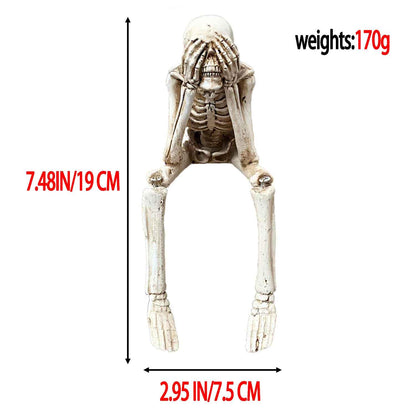 LFWATAXY Resin Sitting Skeleton Shelf, Sitters Sitting Figurines Crafts Ornaments Collectibles Statues for Home Bookshelf Table Ledge Edge Party Decorative (Not Look)