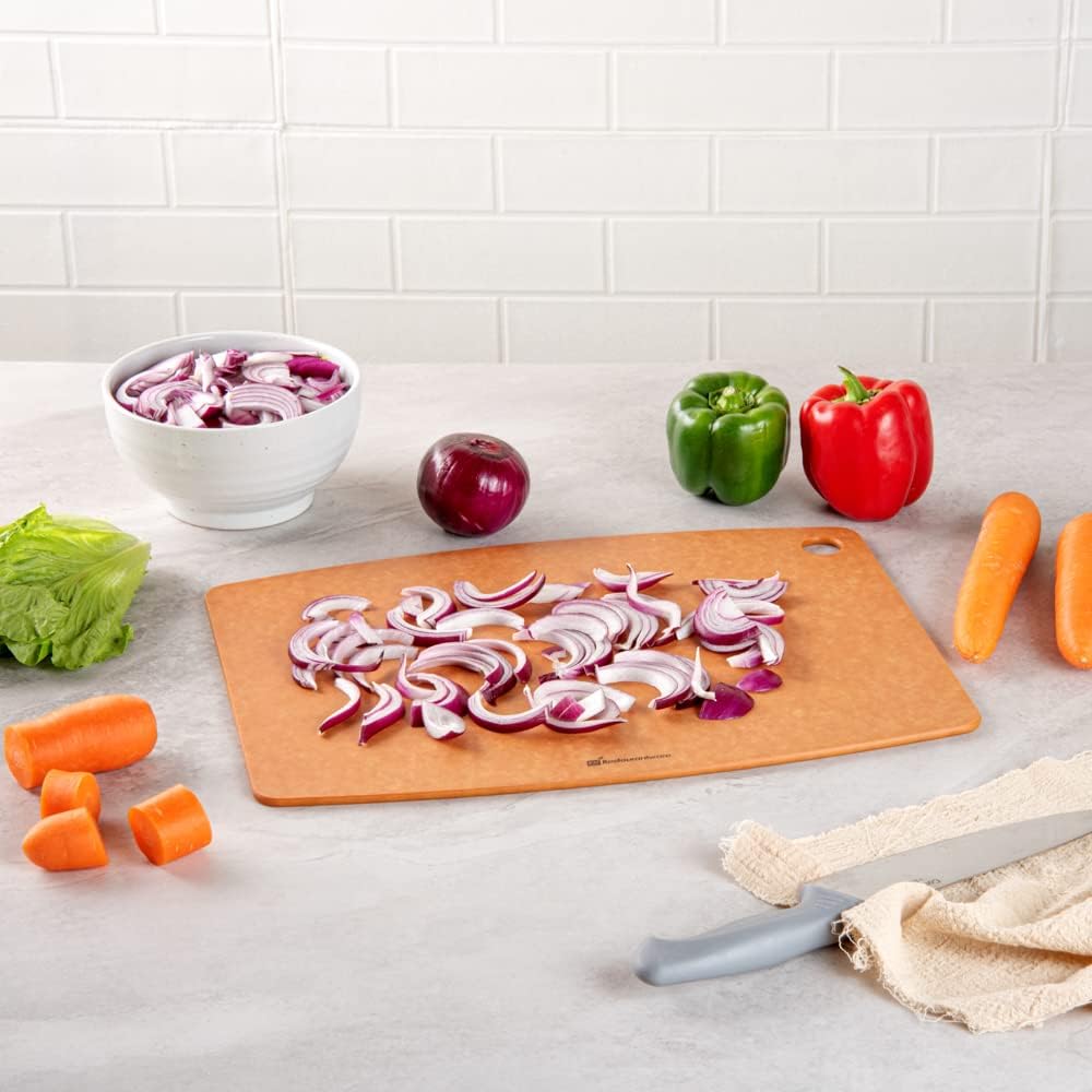 Restaurantware Nature Tek 17.3 x 12.8 Inch Double-Sided Chopboard, Durable Cutting Board with Thumb Hole