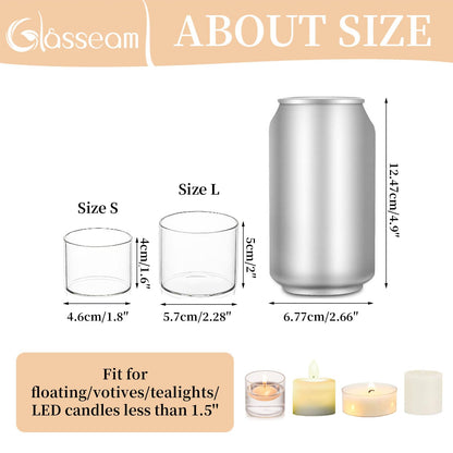 Glasseam Tea Light Candle Holders for Table Centerpiece, Small Clear Glass Votive Candle Holders Set of 24, Cute Mini Floating Tealight Holder for Wedding Centerpieces Birthday Party Decorations