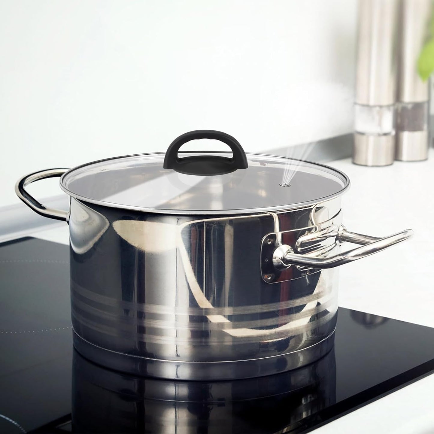 Tempered Glass Pan Lid, 8" Pot Cover with Heat Resistant Handle for Frying Pan, Skillet, Cast Iron, Wok