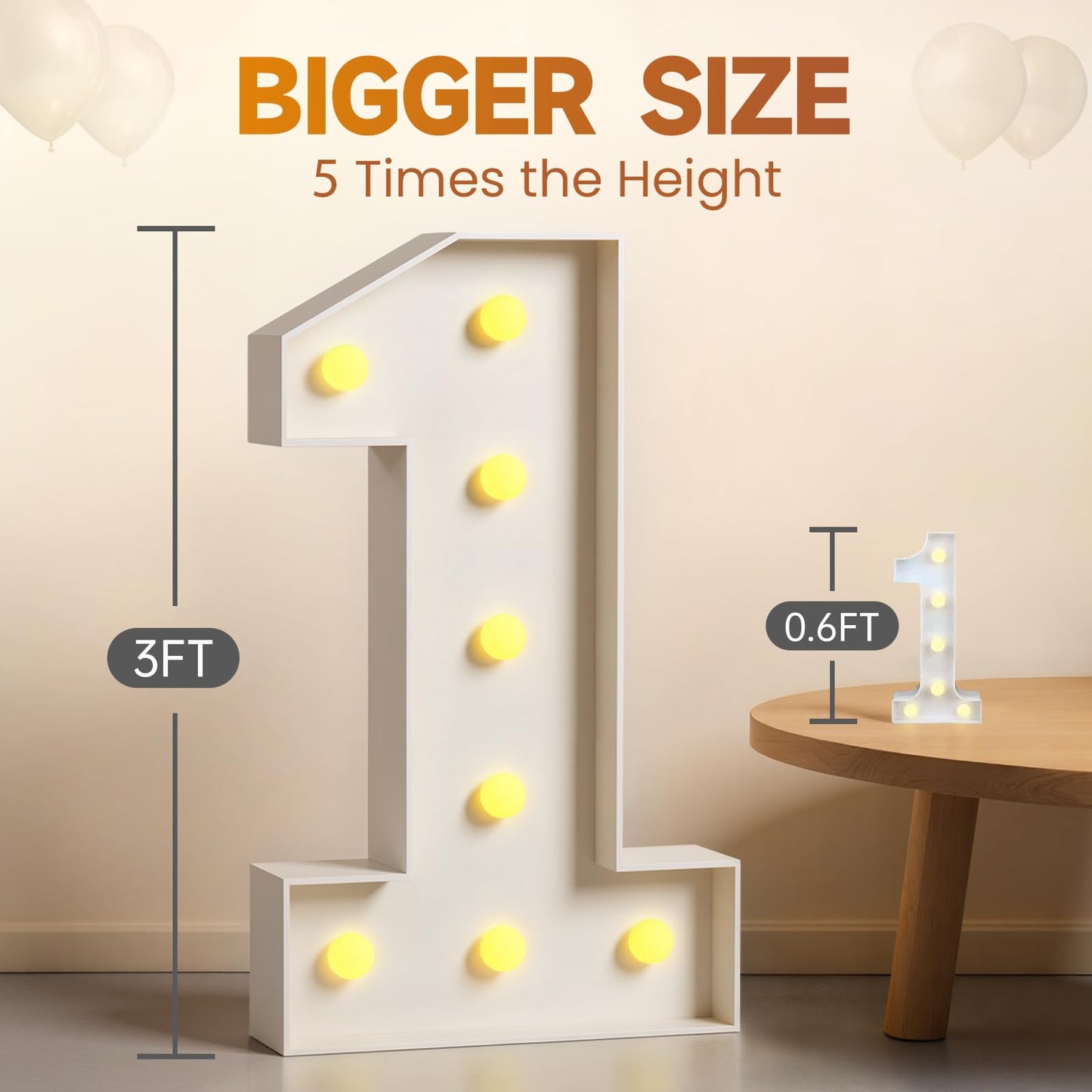 3FT Marquee Numbers 3 Large Light Up Numbers for 3rd 30th Birthday Party Decorations Anniversary Light Up Sign Outdoor Pre-Cut Foam Board Kit