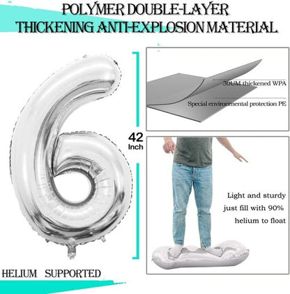 GOER Jumbo 42-Inch Silver Number 26 Balloons - Perfect for 26th Birthday Party Decorations