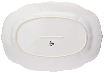 Lenox Serveware, Lenox French Perle White Serving Platter, Oval Shape, 18.5-Inch, Stoneware, Dishwasher Safe, Turkey Platter for Thanksgiving, Winter Hosting, Christmas Serving (White, 1 Piece)