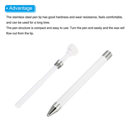 PATIKIL Diamond Art Pen with Wax, Diamond Art Accessories Refillable Wax Pen with 20Pcs Wax for Diamond Art Nail DIY Craft, White