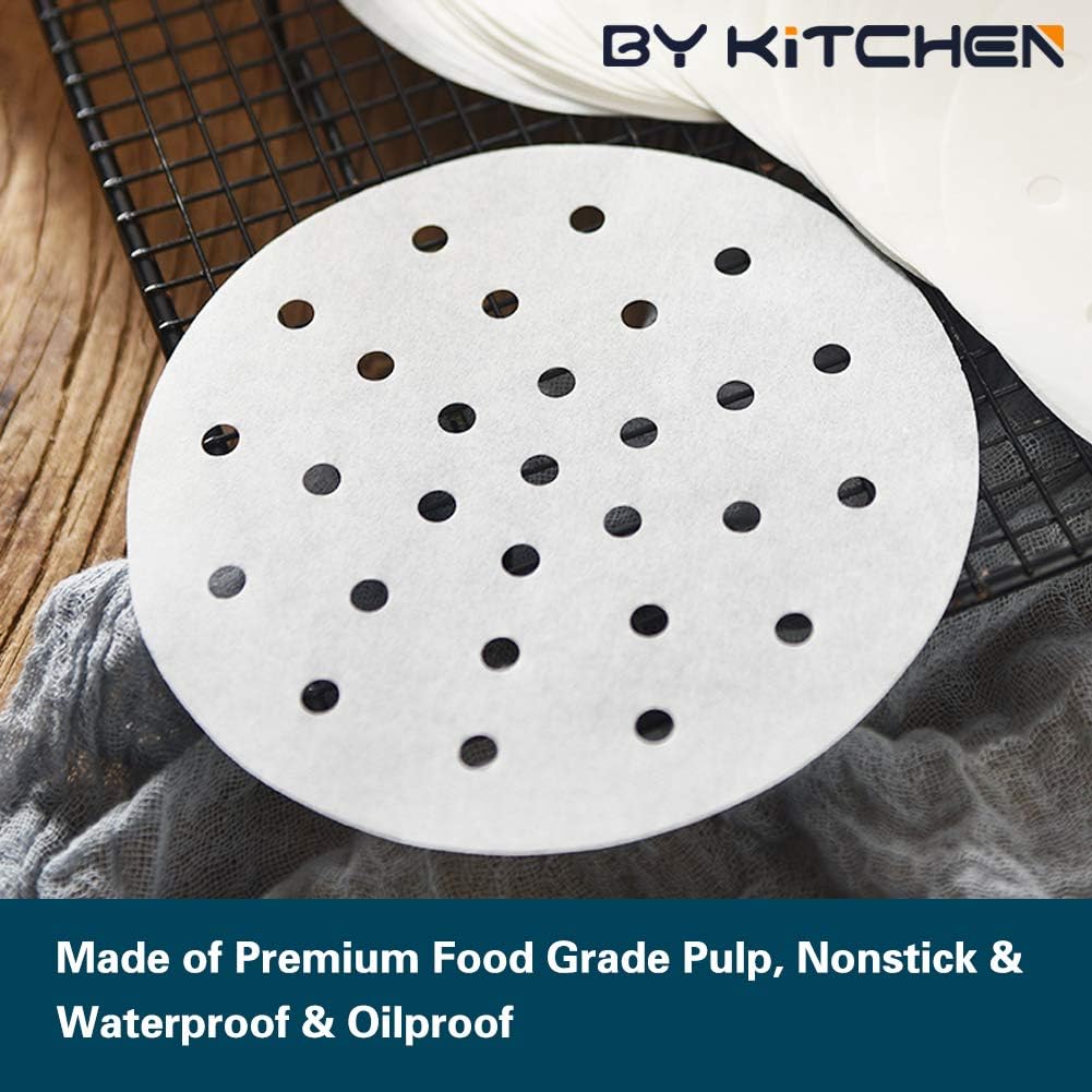 9 Inch Air Fryer Liners - Set of 200 Nonstick Parchment Paper for Air Fryer, Steaming Basket, and More