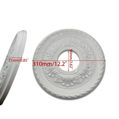 Yuqim Ceiling Medallion for Light Fixtures Ceiling Fan Medallion Ceiling Light Cover Plate Home Lighting Ceiling Medallions 12" OD x 3.6" ID(White)