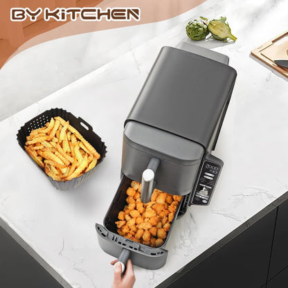 BYKITCHEN Air Fryer Silicone Liners for Ninja SL401 Double Stack, Reusable Rectangle Perforated Accessories