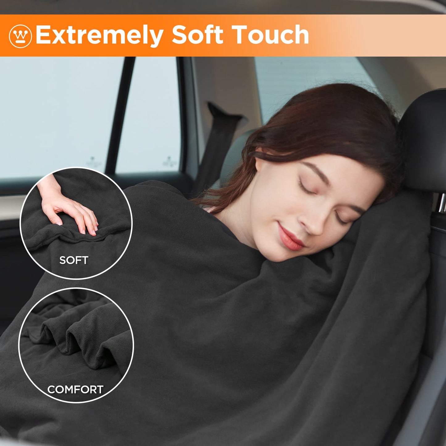 Westinghouse Heated Car Blanket, 12-Volt Electric Blanket for Car, Truck, SUV, RV, Portable Heated Throw for Camping, Grey Buffalo Plaid, 59" x 43”