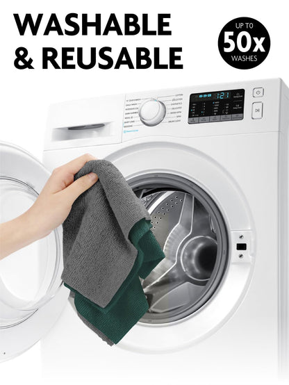 Fantasticlean Microfiber Cleaning Cloth Roll -150 Pack, Tear Away Microfiber Towels, 12" x 12", Reusable, Washable, Ultra Absorbent Dishcloth for Home Supplies, Car, Pet, Kitchen (2 Rolls of Grey)