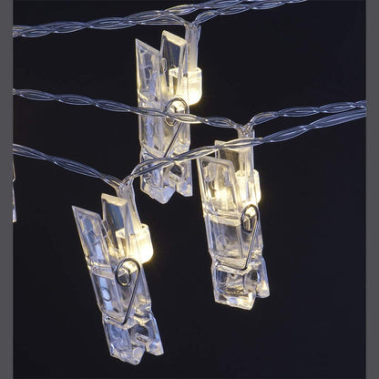GL42589 10.5 Sterno Home LED Battery-Operated Clip String Lights, Feet, Warm White Cord