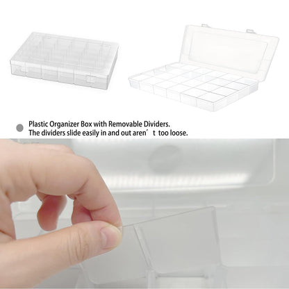 2 Pcs Large 24 Grids Plastic Organizer Box, Grids Clear Plastic Organizer Box, for kitchen Storage, Party and Travel