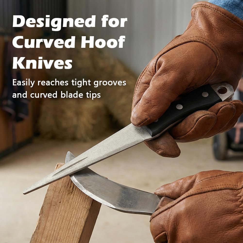 Mellisore Hoof Knife Sharpener Honing Rod - 10 InchDiamond Coated Farrier Tool with Ergonomic Solid Wood Handle for Hoof Knives & Farm Knives