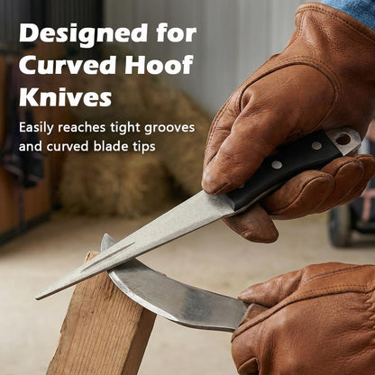 Mellisore Hoof Knife Sharpener Honing Rod - 10 InchDiamond Coated Farrier Tool with Ergonomic Solid Wood Handle for Hoof Knives & Farm Knives