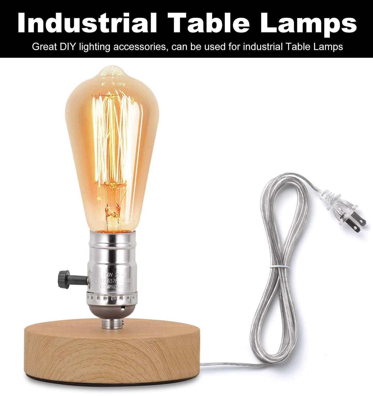 Lamp Kits for Do It Yourself, Lamp Rewire Kit with 3-Way Lamp Socket and Essential Hardware, 12 FT Lamp Cord Replacement, Lamp Repair Kit for Table Lamps, Lamp Wiring Kit, Lamp Parts (Silver)