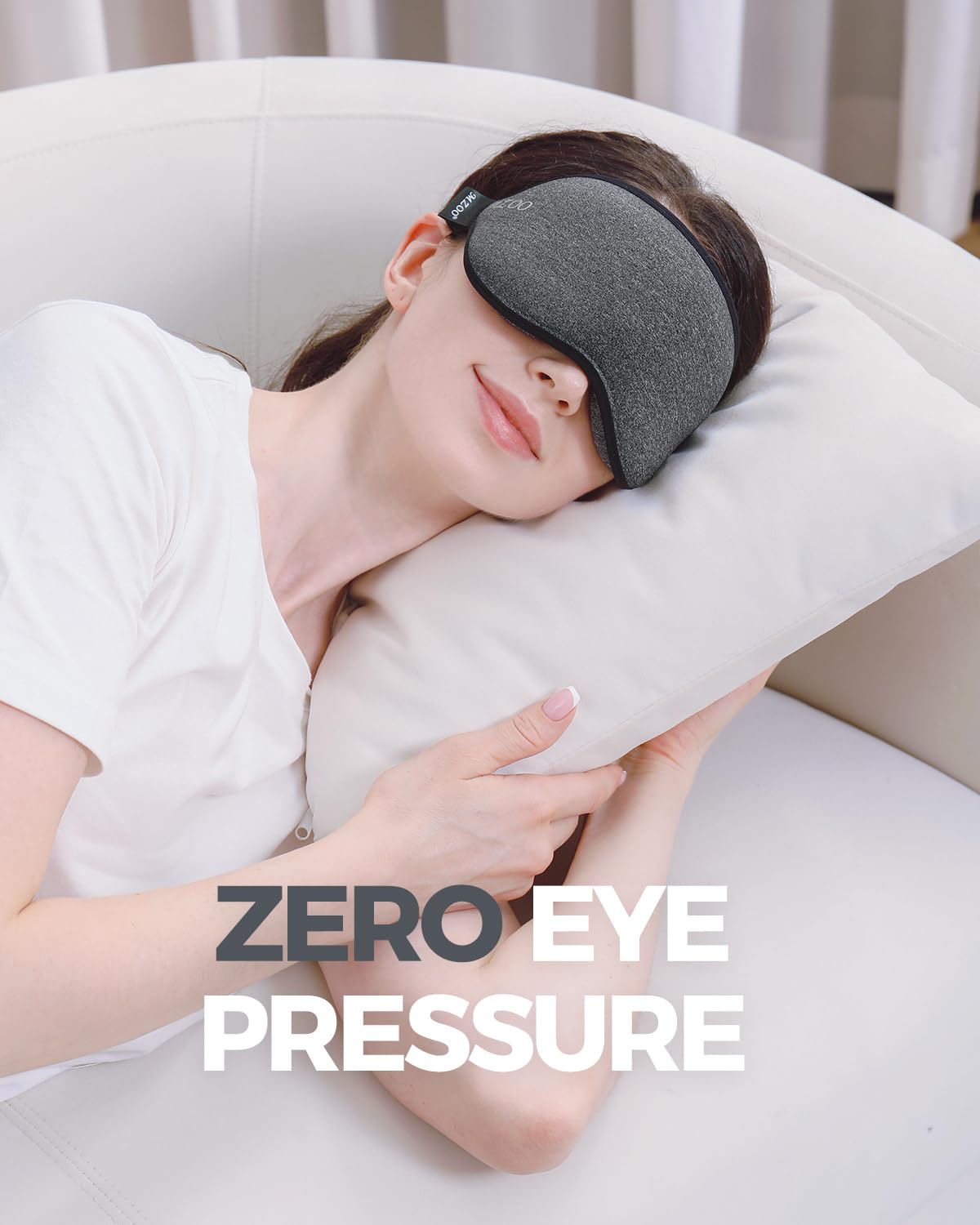 MZOO Luxury Sleep Eye Mask for Side Sleeper Men Women, Zero Eye Pressure 3D Sleeping Mask, Light Blocking Patented Design Night Blindfold, Soft Eye Shade Cover for Travel, Black
