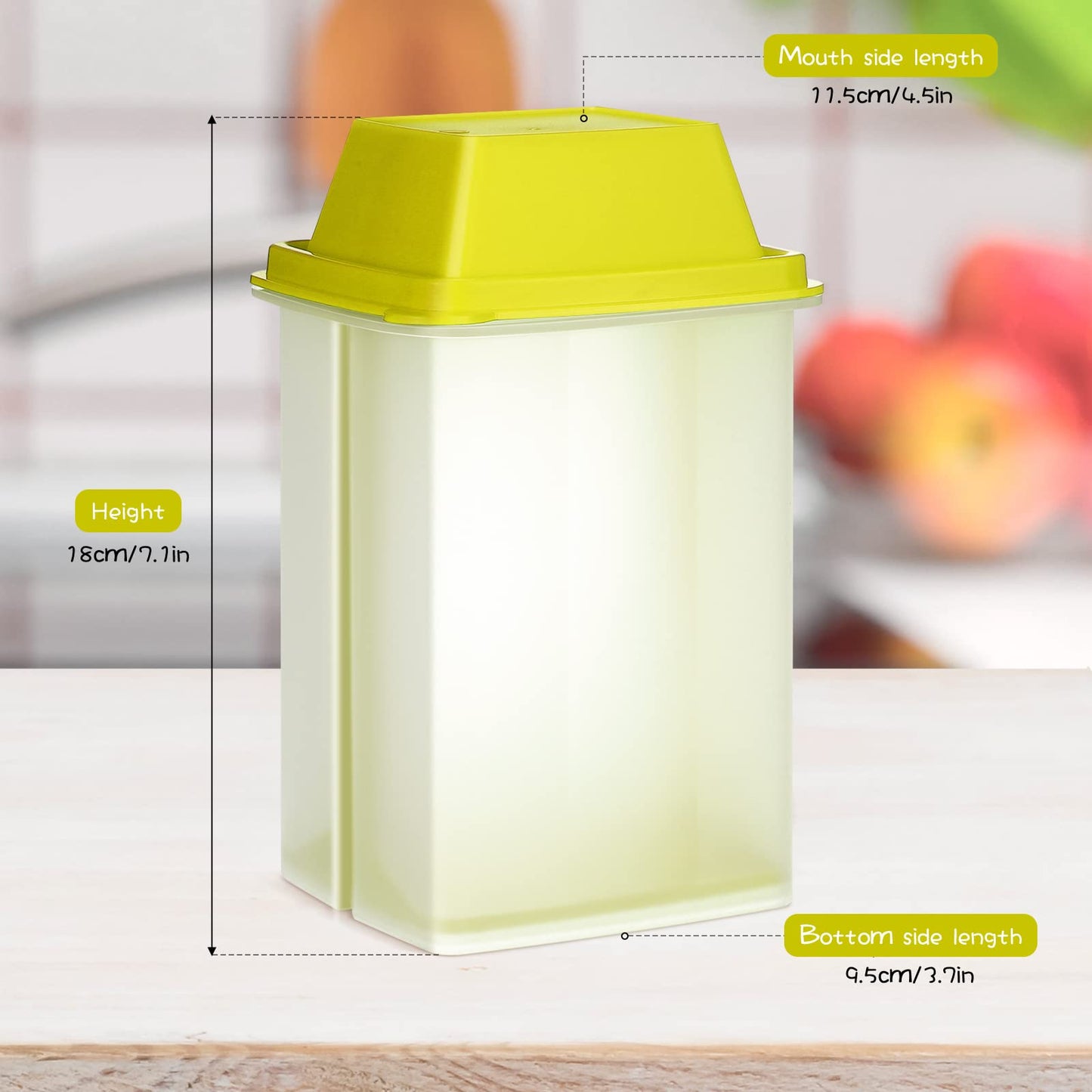 CHENGU 3 Pieces Jalapeno Pickle Containers with Strainers Square Dispensers Free Storage of Condiment Food Pickle Holder with Easy to Open Lid Design for Pickled Kitchen Tools (Yellow)