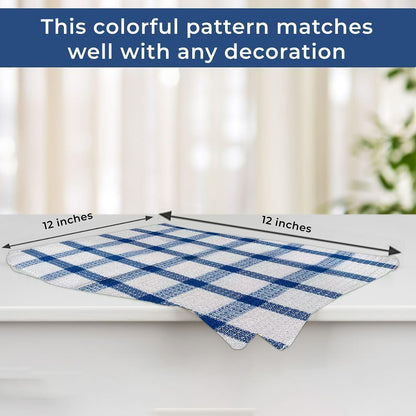 Shop LC Kitchen Towels Dish Cloths | Set of 24 | 100% Cotton | 12 x 12 Inches | Blue Checkered Pattern
