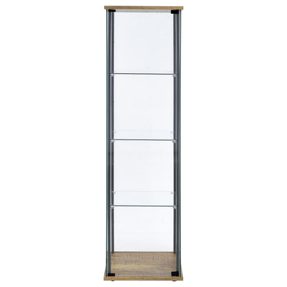 Coaster Home Furnishings - Bellatrix - Glass - 3-Shelf Curio Cabinet with Metal Frame, One Door, and Black Hardware - Living Room - 64-Inch - Mango - 950172MGO