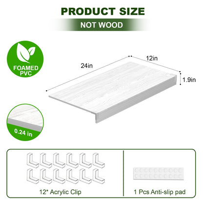DOFOPO Wire Shelf Cover,Wire Rack Covers for Pantry PVC (Not Wood) Shelf Liners for Cabinet Kitchen Pantry Shelves(Wood Color,30x16 inch)