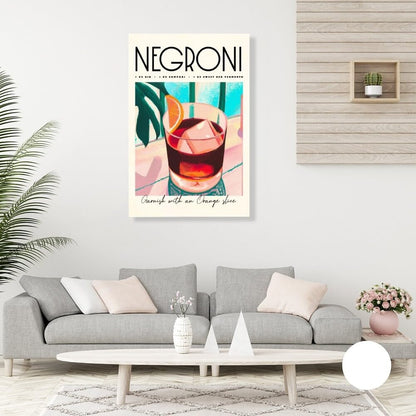 Iconic Negroni Cocktail Poster: MIX & MATCH Bar Cart Decor with Cocktail Recipes, Canvas Print