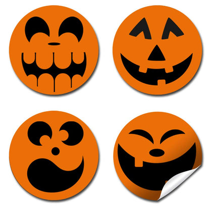 Halloween Jack-O-Lantern Pumpkin Faces Party Kiss Sticker Labels, 300 Party Circle Sticker sized 0.75” for Chocolate Drop Kisses by AmandaCreation, Great for Party Favors, Envelope Seals & Goodie Bags