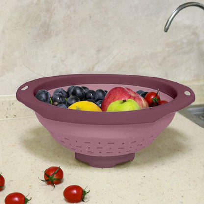 QiMH Collapsible Colander and Strainer, 5 Quart(1.25 gal), Heavey Duty Kitchen Drainer Basket for Pasta, Veggies and Fruits, New Home Apartment Essentials