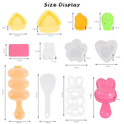 10pcs Cute Onigiri DIY Rice Ball Molds - Animal Decorating, Triangle Shapes, Bento Sushi Maker Tool