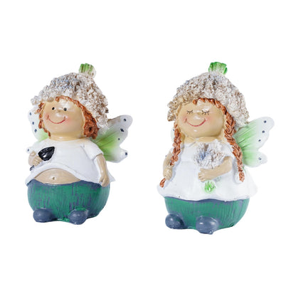 Brizoria Fairy Garden Accessories Set of 2 Whimsical Male and Female Fairy Figurines Hand Painted Resin Miniature Garden Decor for Outdoor Patio Porch Shelf Tabletop Display