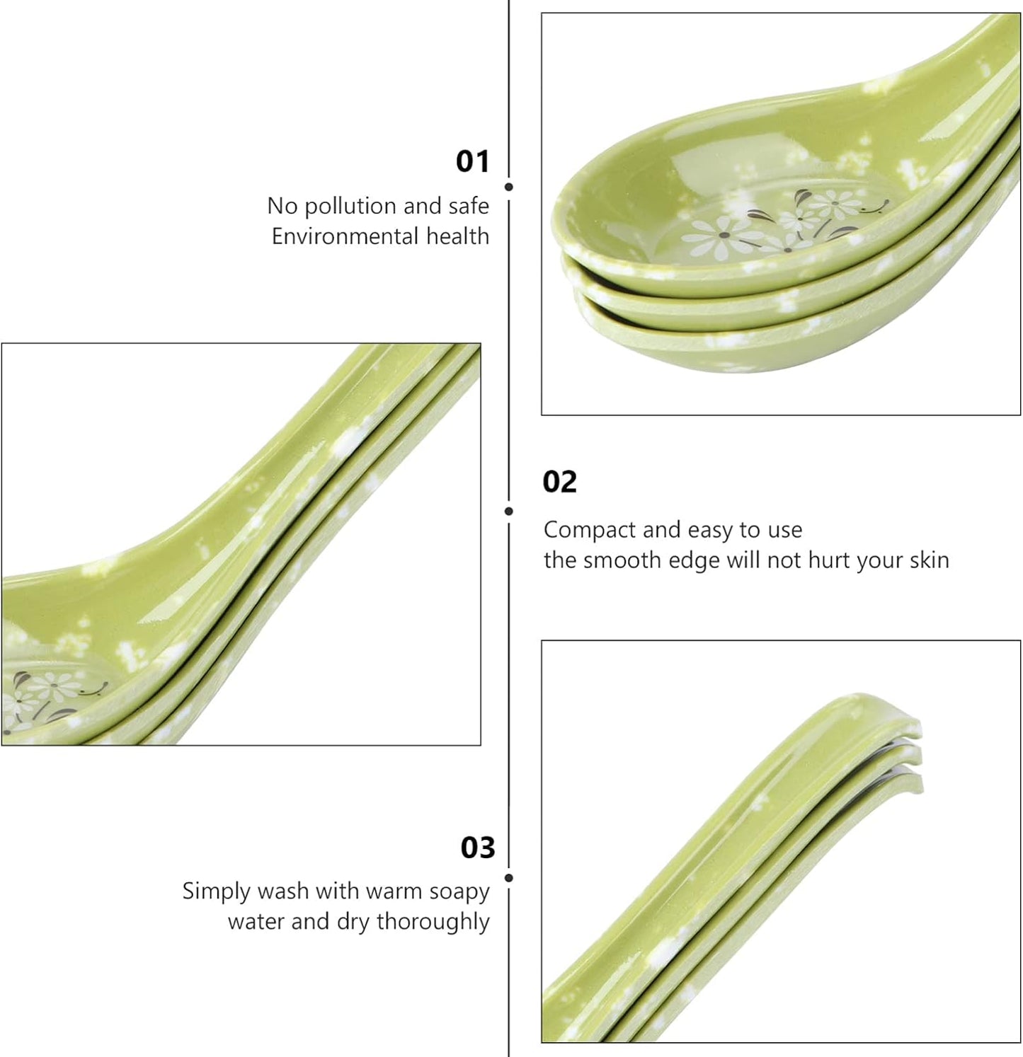 8pcs Melamine Soup Spoons for Chinese Asian Soup, Ramen, Noodle, Porridge Dinner