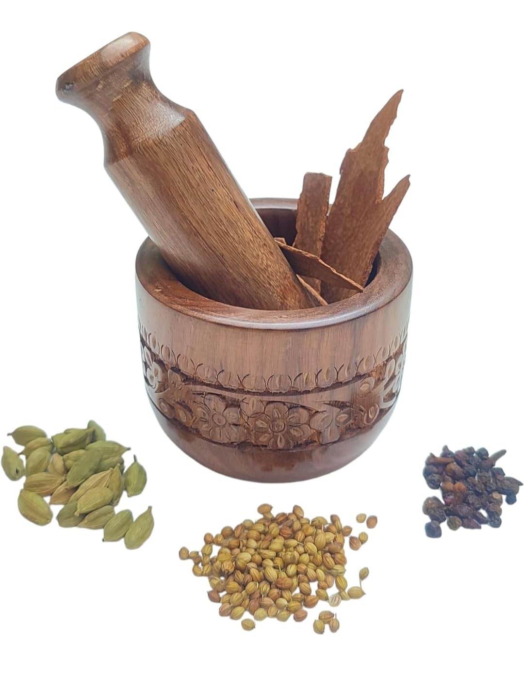 Acacia Wooden Mortar and Pestle Set, Kitchen Tool for Grinding Garlic, Mustard, Black Pepper, Herbs, and Spices