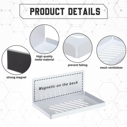 Therwen 4 Pack Magnetic Pegboard Shelves Wall Organizer Metal Pegboard Shelf Steel Tray Accessories Organizing Tools for Craft Home Kitchen(8 x 4.7 x 3.5 Inches,White)