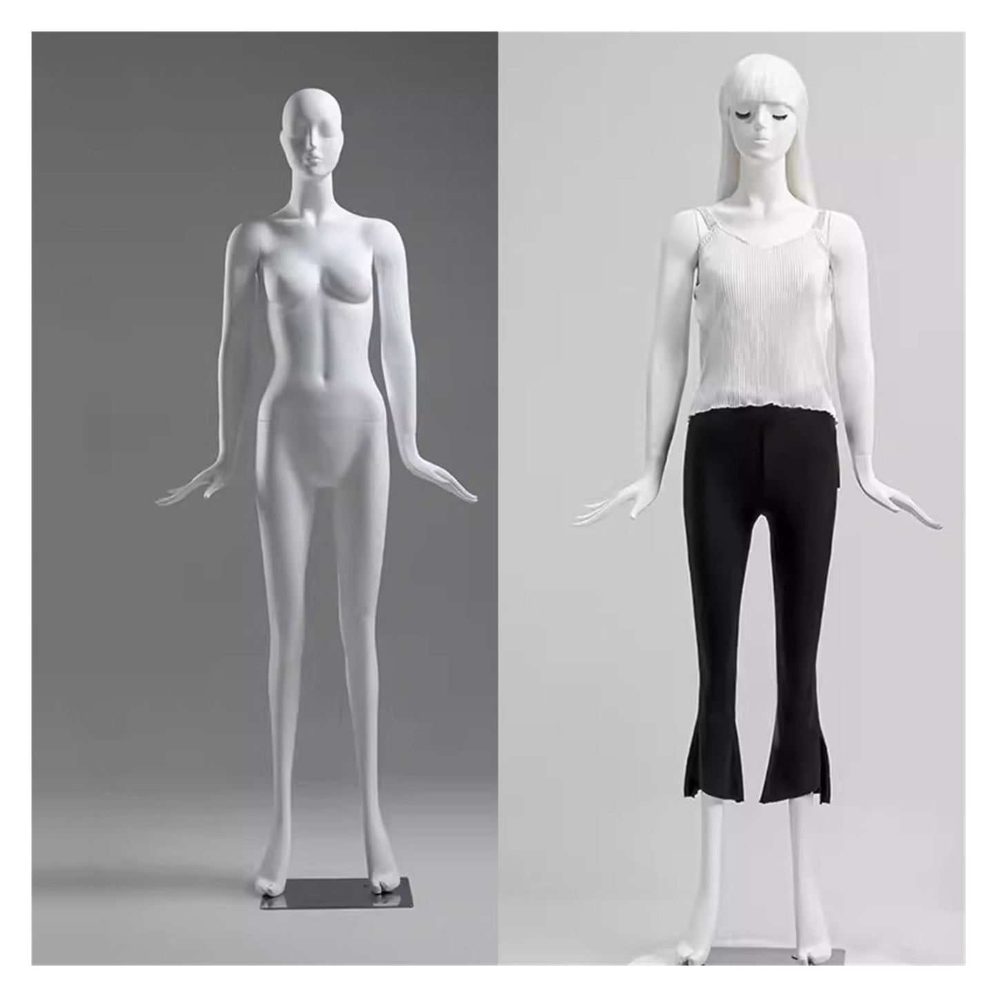 Matte White Female Mannequin with Head, Tall Detachable Dress Form Dummy for Home, Online Shop & Retail Display - Perfect Torso Body(Style4)