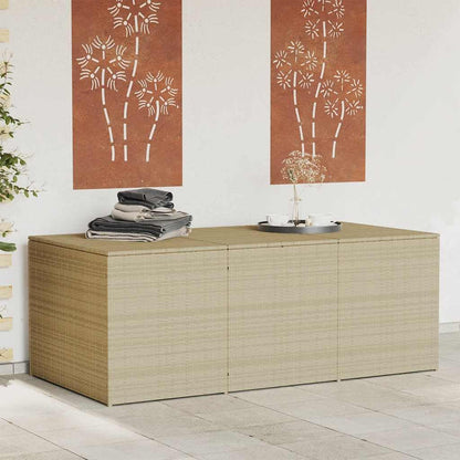 GKHPYURE Mix Beige Poly Rattan Patio Storage Box 259.9 Gal, Waterproof Bag for Cushions, Gas Springs Lid, Powder-Coated Steel Frame