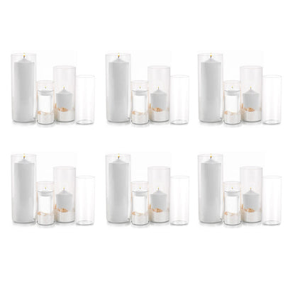 Glass Hurricane Candle Holder Esmiome - Cylinder Vases for Centerpieces 6 Sets (24Pcs) Hurricane Floating Candle Holder, Glass Vases for Flowers, Decorative for Home Wedding, 4''+6''+8'+10''(High)