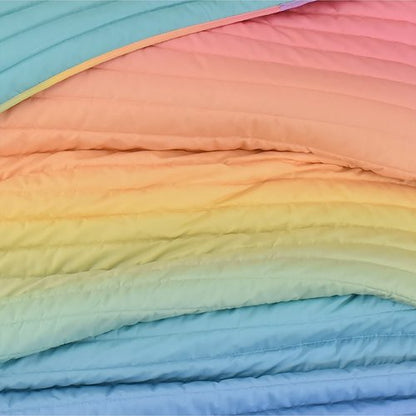 Lush Decor Rainbow Ombre 3 Piece Quilt Set, Full/Queen, Rainbow & Turquoise