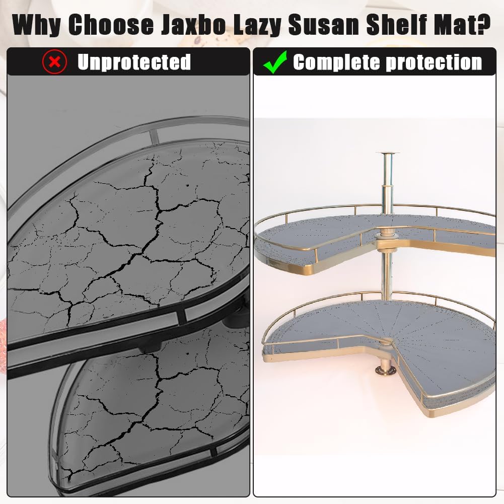 2 26" PCS Lazy Susan Shelf Liner, Jaxbo Silicone Lazy Susan Liner for Dual Tier Pie Cut Organizer,Non-Slip Thermal